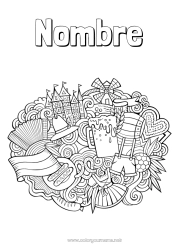 Colorear gratis Mandala Bebidas Simbolos País Monument Alemania Pretzel Cerveza Castillo de Neuschwanstein
