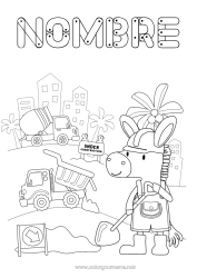 Dibujo libre Animales Maquinaria de construcción Animales de granja Camión mezclador Oficios de la construcción Burro Cargadora de ruedas Construcción