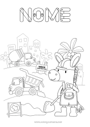 Disegno gratuito Animale Macchine da cantiere Animali da fattoria Camion betoniera Mestieri del cantiere Asino Pala gommata Cantiere, costruzione
