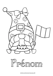 Coloriage gratuit Irlande Gnome Drapeau