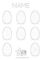 Free drawing Children's activities Easter eggs Easter Easy coloring pages Trace and color