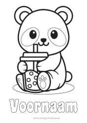Kleurplaat aanpassen Schattig Kawaii Dier Panda Drankje Eenvoudige kleurplaten Andere dieren van de wereld Bubble tea