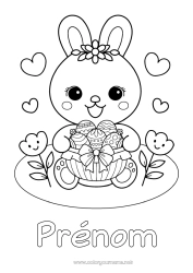 Coloriage gratuit Mignon Lapin Animal Oeufs de Pâques Animaux de la forêt