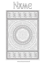 Free drawing Mandala Ireland Saint Patrick's Day Complex coloring pages Celtic