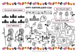 Gratis färgläggning Barnaktiviteter USA Land Amerikanska indianer Utskrivbar bordsduk