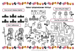 Kolorowanka za darmo Aktywności dla dzieci USA Kraj Indianie Amerykańscy Zestaw do druku na stół