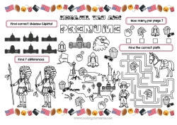 Desen liber de colorat Activități pentru copii SUA Țară Indienii Americii Set de masă de imprimat