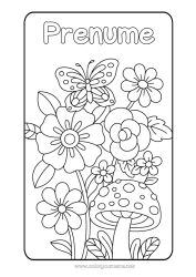 Pagină de colorat personalizată Flori Fluture Ciupercă Fructe Insecte