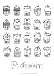 Coloriage gratuit Kawaii Animal Boisson Bubble tea