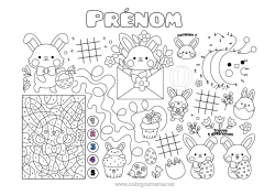 Coloriage à personnaliser Printemps Lapin Coloriages magiques Points à relier Pâques Cherche et trouve Trace et colorie Animaux de la forêt Set de table à imprimer