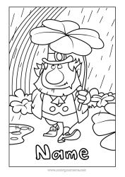 Colouring to customise Clover Ireland Leprechaun Rainbow Rain