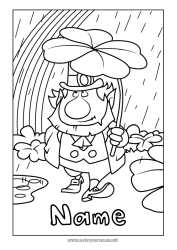 Free coloring Clover Ireland Leprechaun Rainbow Rain