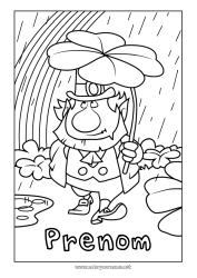 Coloriage gratuit Trèfle Irlande Leprechaun Arc en ciel Pluie