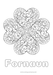 Gratis farvelægning Blomster Mandala Kløver Komplekse farvelægninger Zentangle
