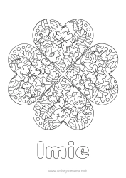 Rysunek za darmo Kwiaty Mandala Koniczyna Złożone kolorowanki Zentangle