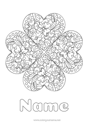 Colouring to customise Flowers Mandala Clover Complex Colouring Pages Zentangle