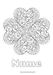 Free drawing Flowers Mandala Clover Complex coloring pages Zentangle