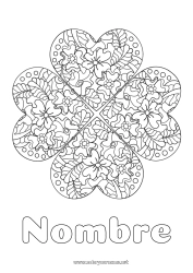 Colorear para personalizar Flores Mandala Trébol Dibujos complejos para colorear Zentangle