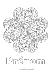 Coloriage à personnaliser Fleurs Mandala Trèfle Coloriages complexes Zentangle