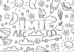 Kolorowanka za darmo Nazwisko odznaczone Doodle Tło dekoracyjne