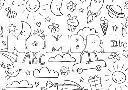 Colorear para personalizar Nombre decorado Doodle