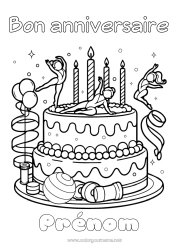 Coloriage gratuit Bougie Gâteau Sport Anniversaire Ballons Danse Gymnastique Sports artistiques