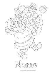 Free colouring Gifts Father Christmas Christmas