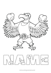 Colouring to customise Sport Animal Champion Combat Sports Eagle Boxing