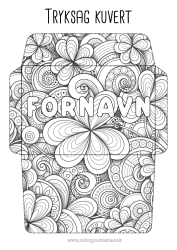 Gratis farvelægning Chance Kløver Sankt Patricks Dag Kuvert Komplekse farvelægninger Zentangle Trykt kuvert