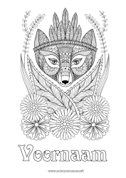 Gratis kleurplaat Bloemen Vos Dier Complex Kleurplaten Zentangle Bosdieren Inheemse Amerikanen