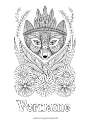 Kostenlose Malvorlage Blumen Fuchs Tier Komplexe Ausmalbilder Zentangle Waldtiere Indianer von Amerika