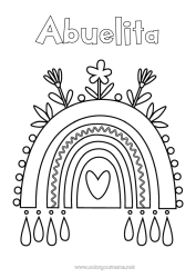 Niño página para colorear Flores Corazón Arcoíris Dibujos fáciles para colorear