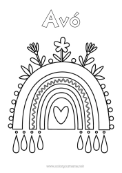 Página de desenho infantil Flores Coração Arco-íris Desenhos para colorir fáceis