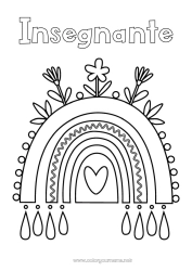 Pagina da colorare per bambini Fiori Cuore Arcobaleno Disegni da colorare facili