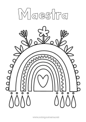Niño página para colorear Flores Corazón Arcoíris Dibujos fáciles para colorear