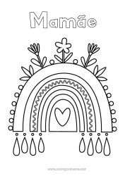 Página de desenho infantil Flores Coração Arco-íris Desenhos para colorir fáceis