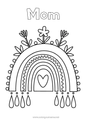 Child coloring page Flowers Heart Rainbow Easy coloring pages