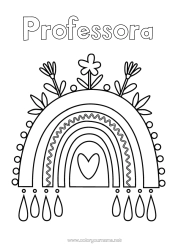 Desenho grátis Flores Coração Arco-íris Desenhos para colorir fáceis