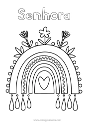 Página de desenho infantil Flores Coração Arco-íris Desenhos para colorir fáceis