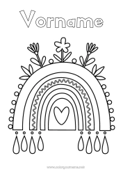 Kostenlose Malvorlage Blumen Herz Regenbogen Einfache Ausmalbilder
