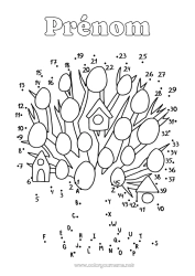 Coloriage gratuit Activités enfants Points à relier Alphabet Oeufs de Pâques Pâques Arbre