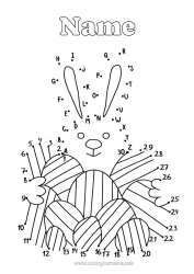 Free colouring Rabbit Children's activities Connecting points Alphabet Easter eggs Easter Forest animals Connect the Numbers