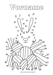 Malvorlage anpassen Hase Kinderaktivitäten Punkte verbinden Alphabet Ostereier Ostern Waldtiere Verbinde die Zahlen