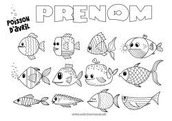 Coloriage gratuit Activités enfants Animal Poisson Poisson d'avril Animaux marins ou aquatique