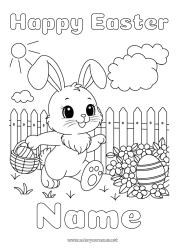 Coloring to customize Flowers Bunny Easter eggs Easter 