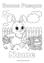 Disegno gratuito Fiori Coniglio Uova di Pasqua Pasqua Messaggio di 