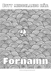 Gratis färgläggning Hav Fordon Båt Komplexa målarbilder Zentangle Marina fordon Dekorativ bakgrund Vågor