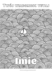 Kolorowanka za darmo Morze Pojazdy łódź Złożone kolorowanki Zentangle Pojazdy morskie Tło dekoracyjne Fale