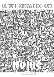 Colorazione gratuita Mare Veicoli Barca Colorazioni complesse Zentangle Veicoli marittimi Sfondo decorativo Onde