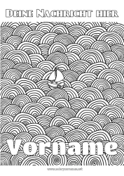 Kostenlose Malvorlage Meer Fahrzeuge Boot Komplexe Ausmalbilder Zentangle Seefahrzeuge Dekorativer Hintergrund Wellen